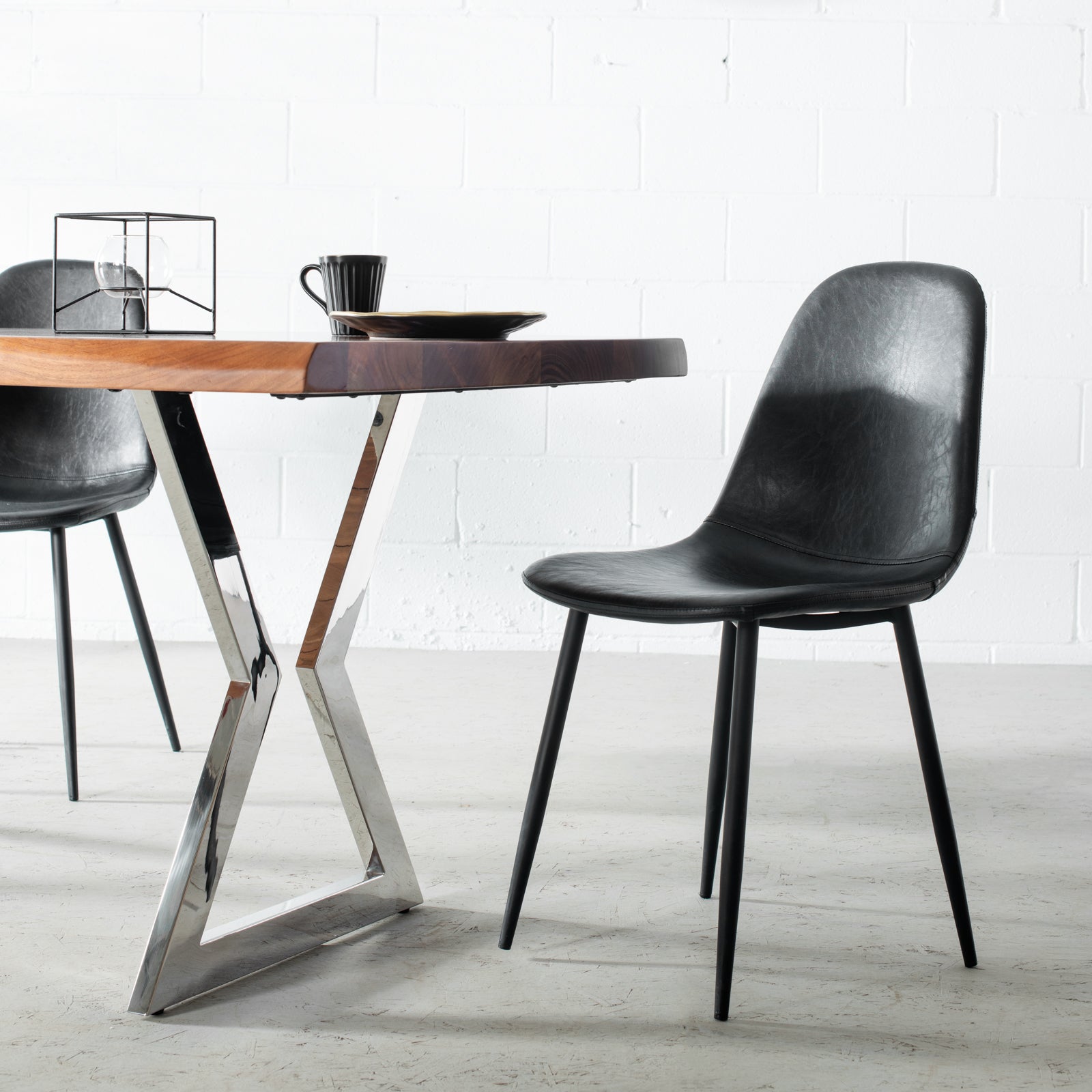 TIME - Acacia Live Edge Table Hourglass Chrome