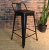 Tolix Bar Stool with Backrest and Wood Seat - 65 cm