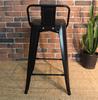 Tolix Bar Stool with Backrest and Wood Seat - 65 cm