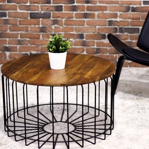 TOMAR - Acacia Wood Round Coffee Table