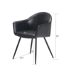 MILAN - Eames Style Black Vintage Leather Arm Chair with Black Metal Legs - Wazo Furniture