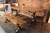 Acacia Live Edge Dining Table with Black Y Shaped Legs/Natural Color - Wazo Furniture