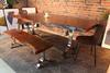 Acacia Live Edge Dining Table With Chrome Y Shaped Legs/Honey Walnut - Wazo Furniture