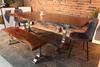 Acacia Live Edge Dining Table With Chrome Y Shaped Legs/Honey Walnut - Wazo Furniture