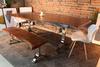 Acacia Live Edge Dining Table With Chrome Y Shaped Legs/Honey Walnut - Wazo Furniture