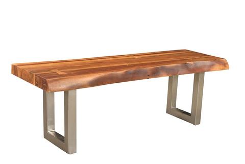 Acacia Live Edge Bench - Heavy Duty Stainless Steel Legs - Wazo Furniture