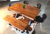Acacia Live Edge Dining Table with Black X Shaped Legs/Natural Color - Wazo Furniture