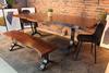 Acacia Live Edge Dining Table With Black Y Shaped Legs/Honey Walnut - Wazo Furniture