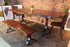 Acacia Live Edge Dining Table With Black Y Shaped Legs/Honey Walnut - Wazo Furniture