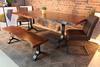 Acacia Live Edge Dining Table With Black Y Shaped Legs/Honey Walnut - Wazo Furniture