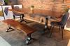 Acacia Live Edge Dining Table With Black Y Shaped Legs/Honey Walnut - Wazo Furniture