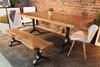 Acacia Straight Cut Dining Table With Black Y Shaped Legs/Natural Color - Wazo Furniture