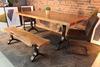 Acacia Straight Cut Dining Table With Black Y Shaped Legs/Natural Color - Wazo Furniture