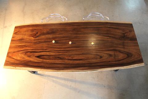Olivia Live Edge Suar Table with U Shaped Legs