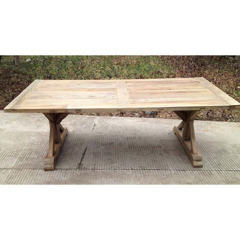 Collin Salvaged Farmhouse Rectangular Wooden Table With X Legs