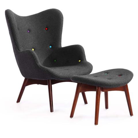 Grant Featherston Contour Chair Dark Grey w/ Multi Colored Buttons