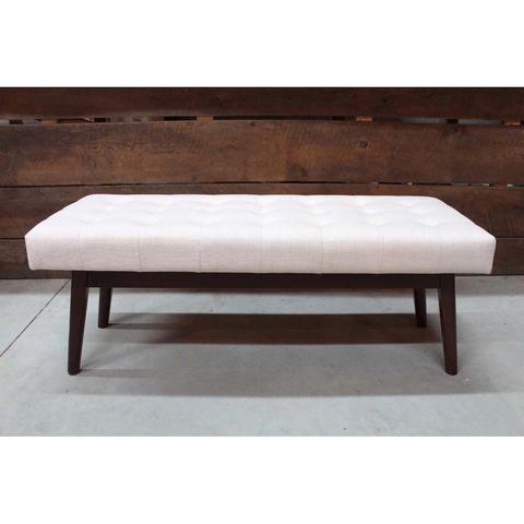 Brookville Wooden Bench with Fabric Button Seat- final sale