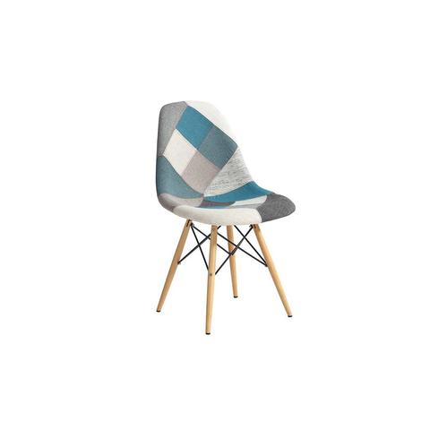 Eames Style Blue Monochrome Patchwork Side Chair