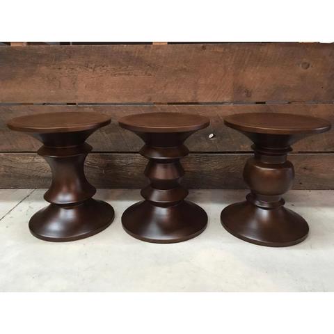 Solid Wood Round Eames Stool - Walnut