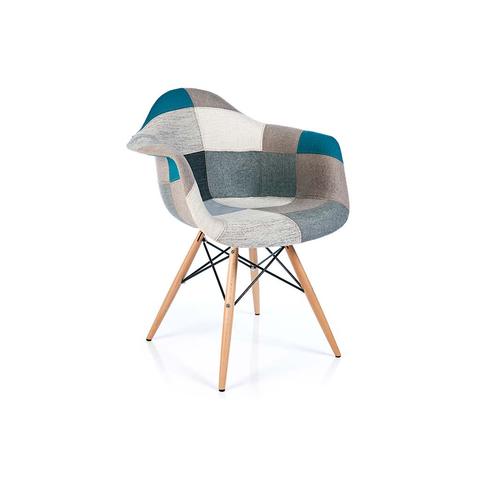 Eames Style Blue Monochrome Patchwork Armchair