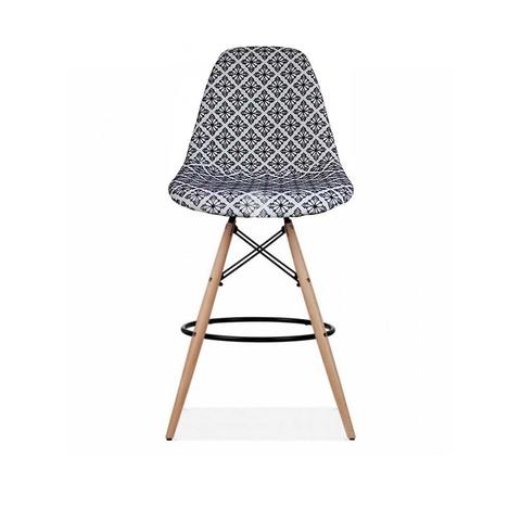 Eames Style Diamond Monochrome Fabric Bar Stool