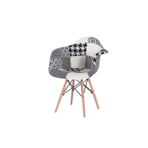 Eames Style Jessie Black and White Patchwork Armchair