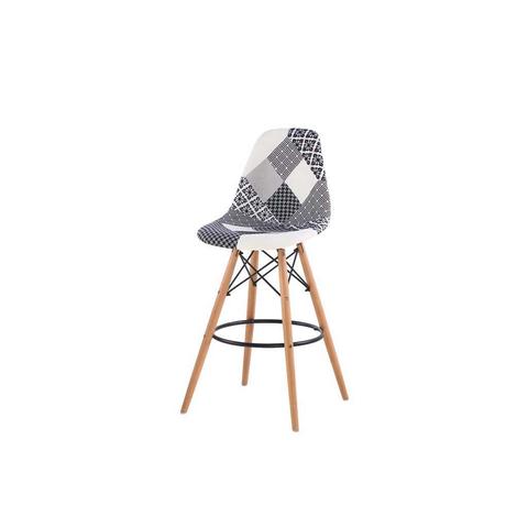 Eames Style Jessie Black and White Patchwork Bar Stool