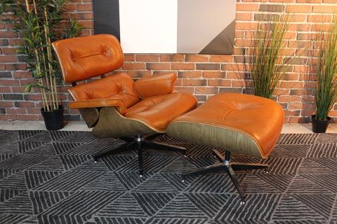 Eames Molded Lounge Chair and Ottoman - Light Brown - Wazo Furniture