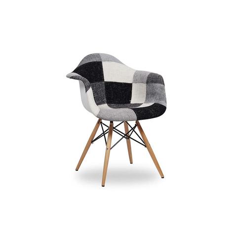 Eames Style Greyscale Square Patchwork Armchair