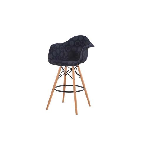 Eames Style Black Polkadot Armchair Bar Stool