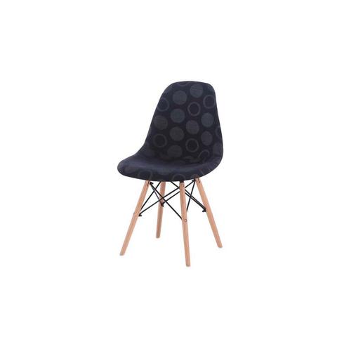 Eames Style Black Polkadot Fabric Side Chair