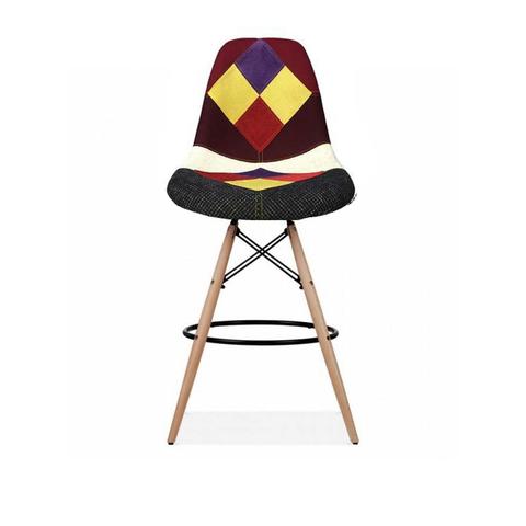 Eames Style Harlequin Patchwork Bar Stool