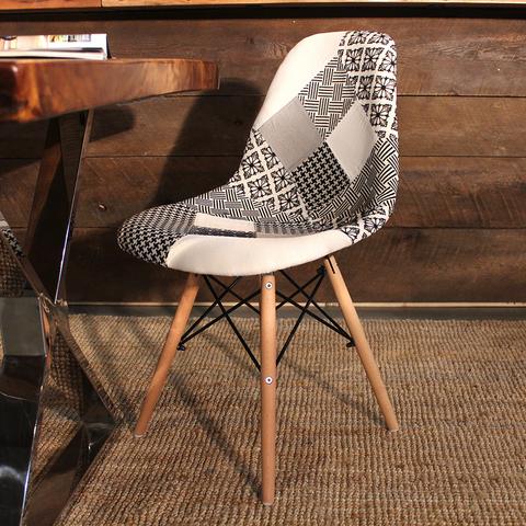 Eames Style Jessie Monochrome Patchwork Side Chair - Wazo Furniture