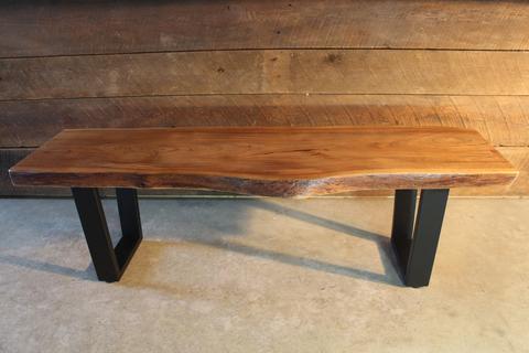 Acacia Live Edge Bench with Black U Shaped Legs/Natural Color - Wazo Furniture