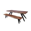 Live Edge Acacia Natural Wood Table with Black Metal Slanted Legs