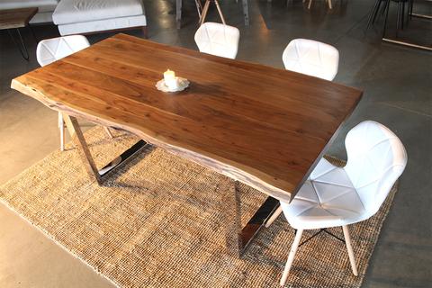 Acacia Live Edge Wood Table with Chrome U Legs