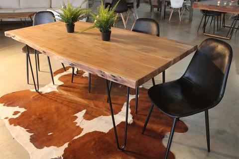 Live Edge Acacia Natural Wood Table with Hairpin Legs