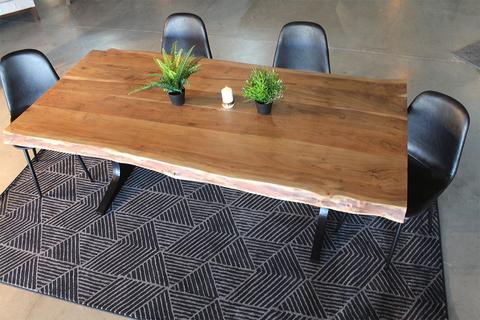 Live Edge Acacia Wood Table with Anchor Legs