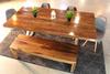 Straight Cut Acacia Wood Table with Chrome X-Shaped Legs/Natural Colour - Wazo Furniture