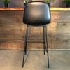 MILAN Eames Style Black Vintage Leather Bar Stool With Black Metal Legs - Wazo Furniture