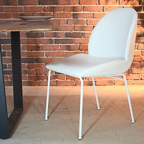 DIANA Dining Chair - Vintage White Leather - Wazo Furniture
