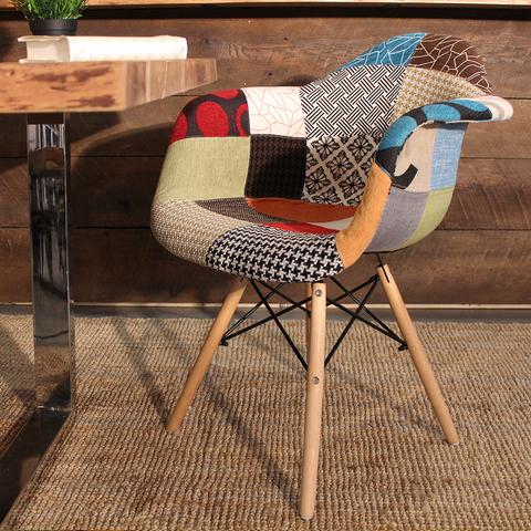 Eames Style Patchwork Fabric Armchair - Wazo Furniture
