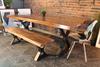 Straight Cut Acacia Dining Table With Black X-Shaped Legs/Natural Color - Wazo Furniture