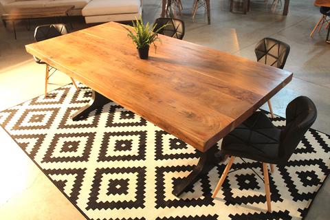Straight Cut Acacia Wood Table with Anchor Legs