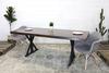 Straight Cut Acacia Wood Table with Black Farmhouse Legs/Honey Walnut
