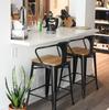Tolix Bar Stool with Armrest and Wood Seat - 75 cm - Wazo Furniture