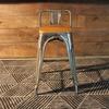 Tolix Bar Stool with Backrest and Wood Seat - 65 cm - Wazo Furniture