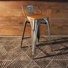 Tolix Bar Stool with Backrest and Wood Seat - 65 cm - Wazo Furniture