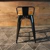 Tolix Bar Stool with Backrest and Wood Seat - 65 cm - Wazo Furniture