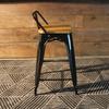Tolix Bar Stool with Backrest and Wood Seat - 65 cm - Wazo Furniture